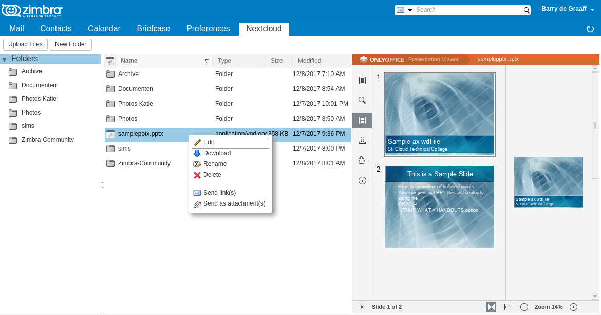 Zimbra Drive vs Nextcloud Zimlet – Zeta Alliance